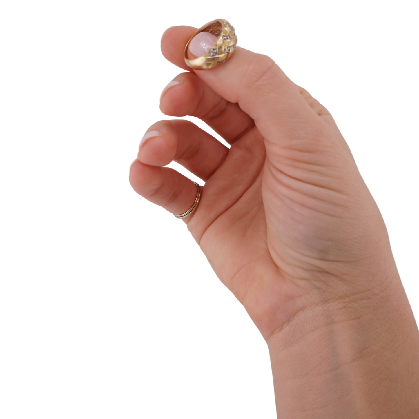 Basket Weave Ring with Diamonds