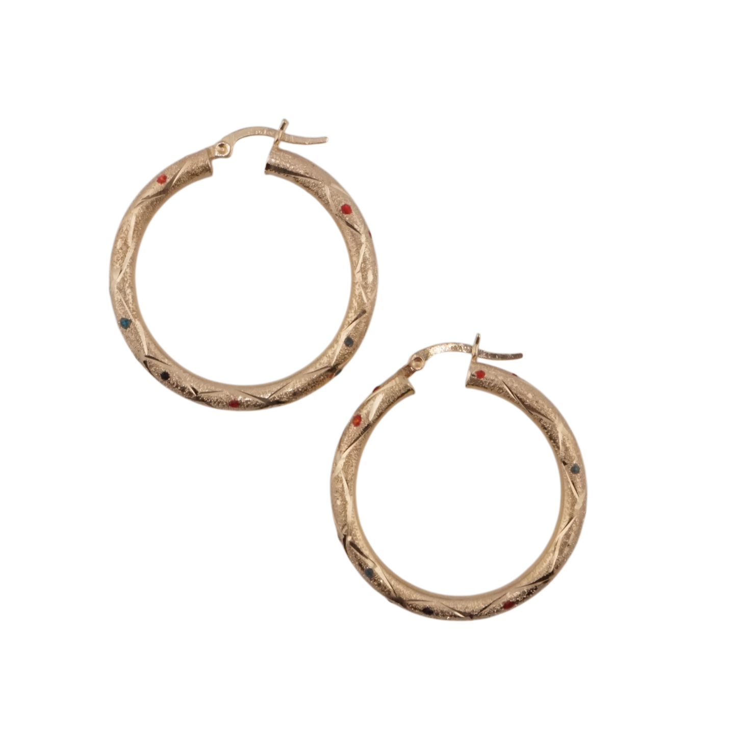Enamel Gemstone Hoop Earrings