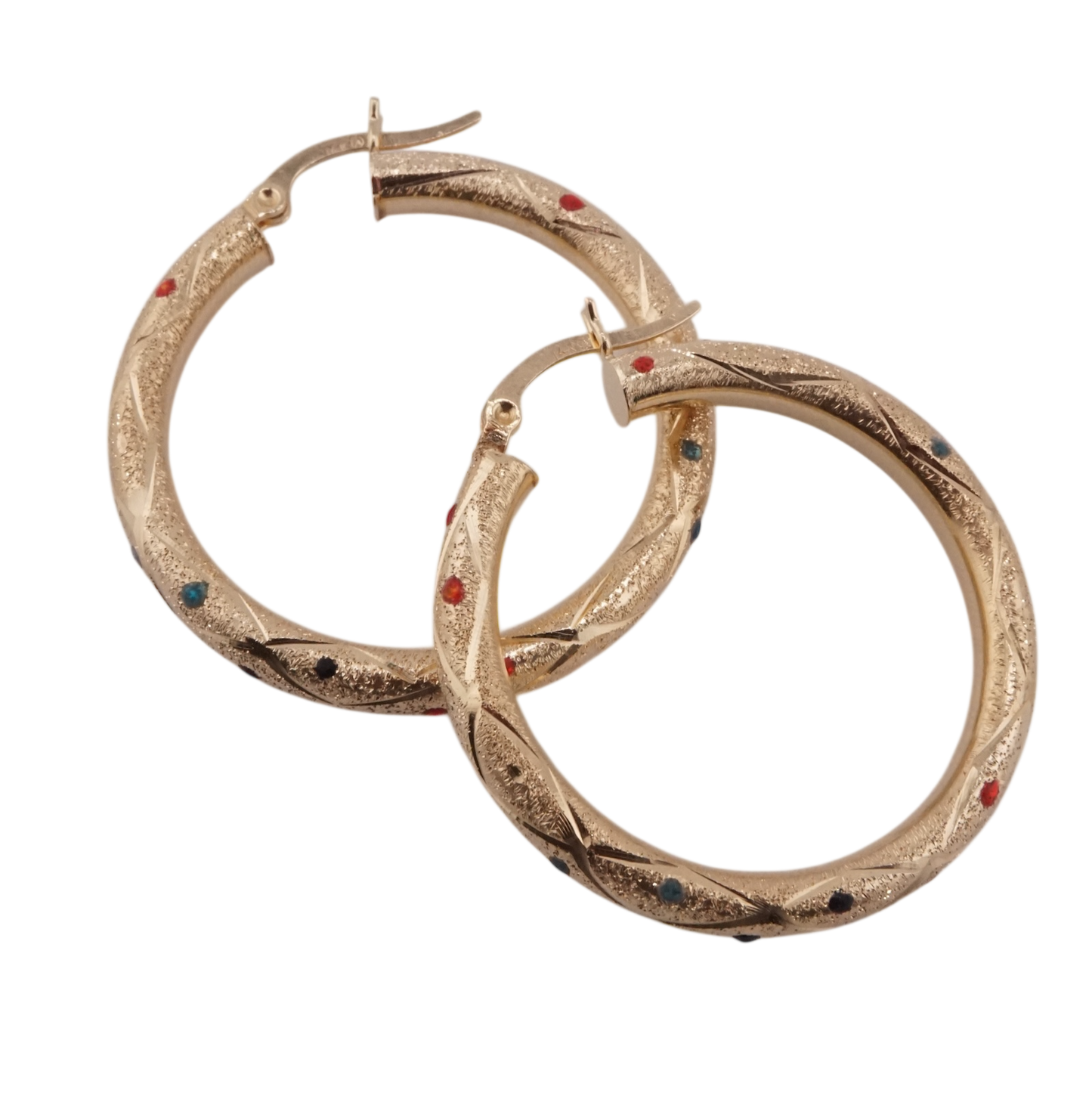 Enamel Gemstone Hoop Earrings