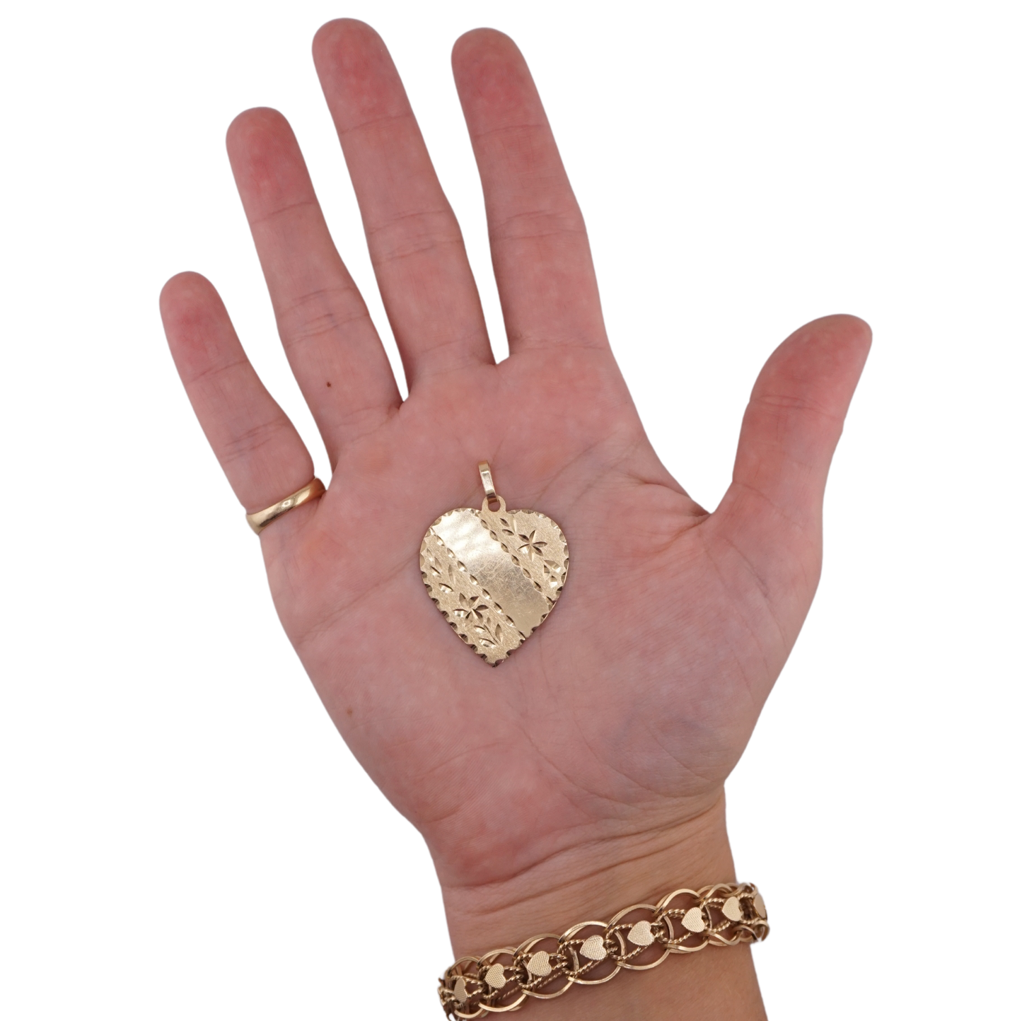 Large Heart with Flower Filigree Charm