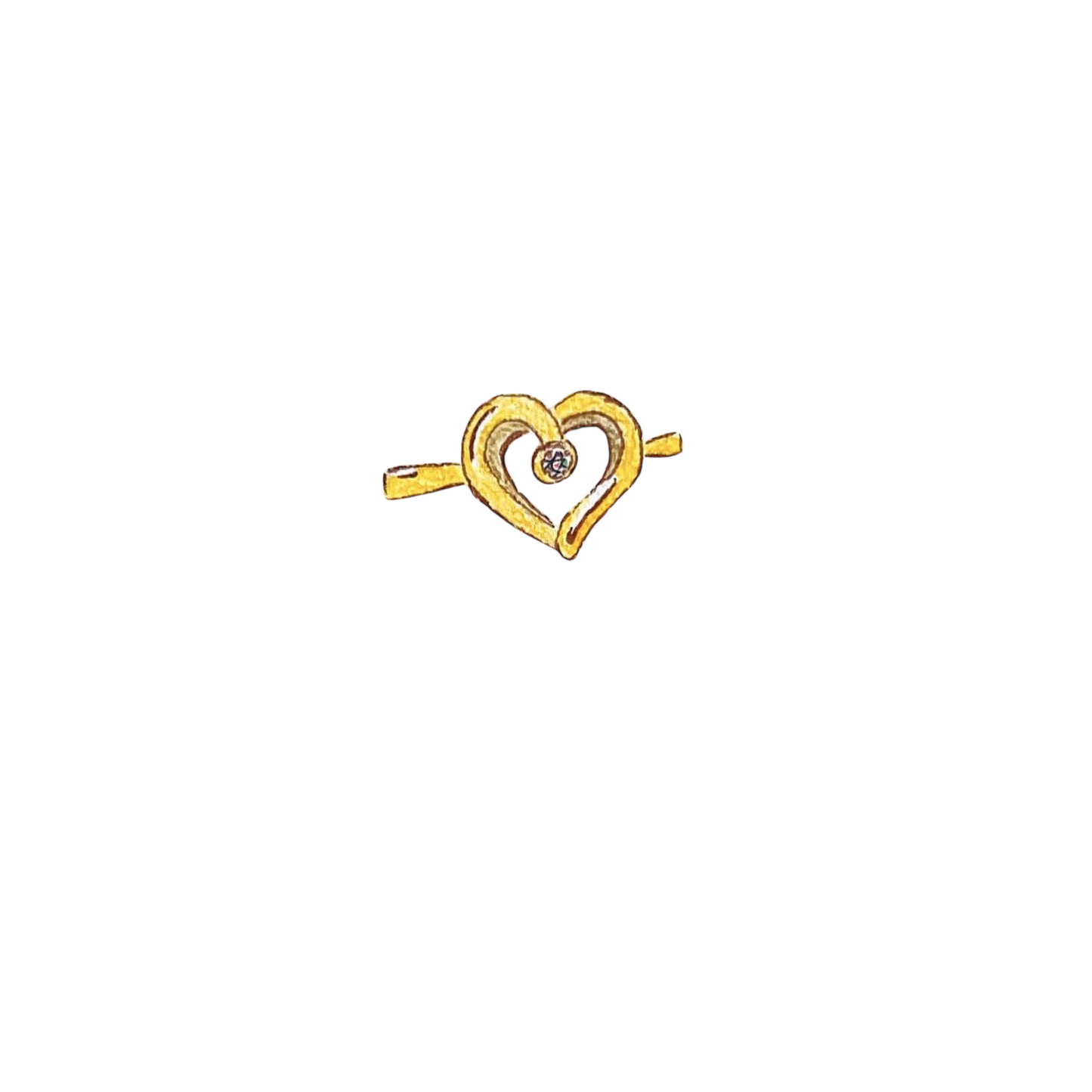 Open Heart with Diamond Ring