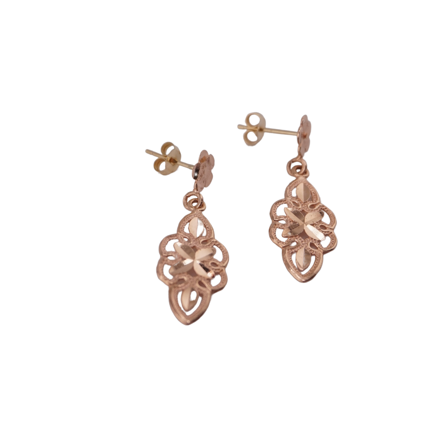 Rose Gold Filigree Hanging Earrings