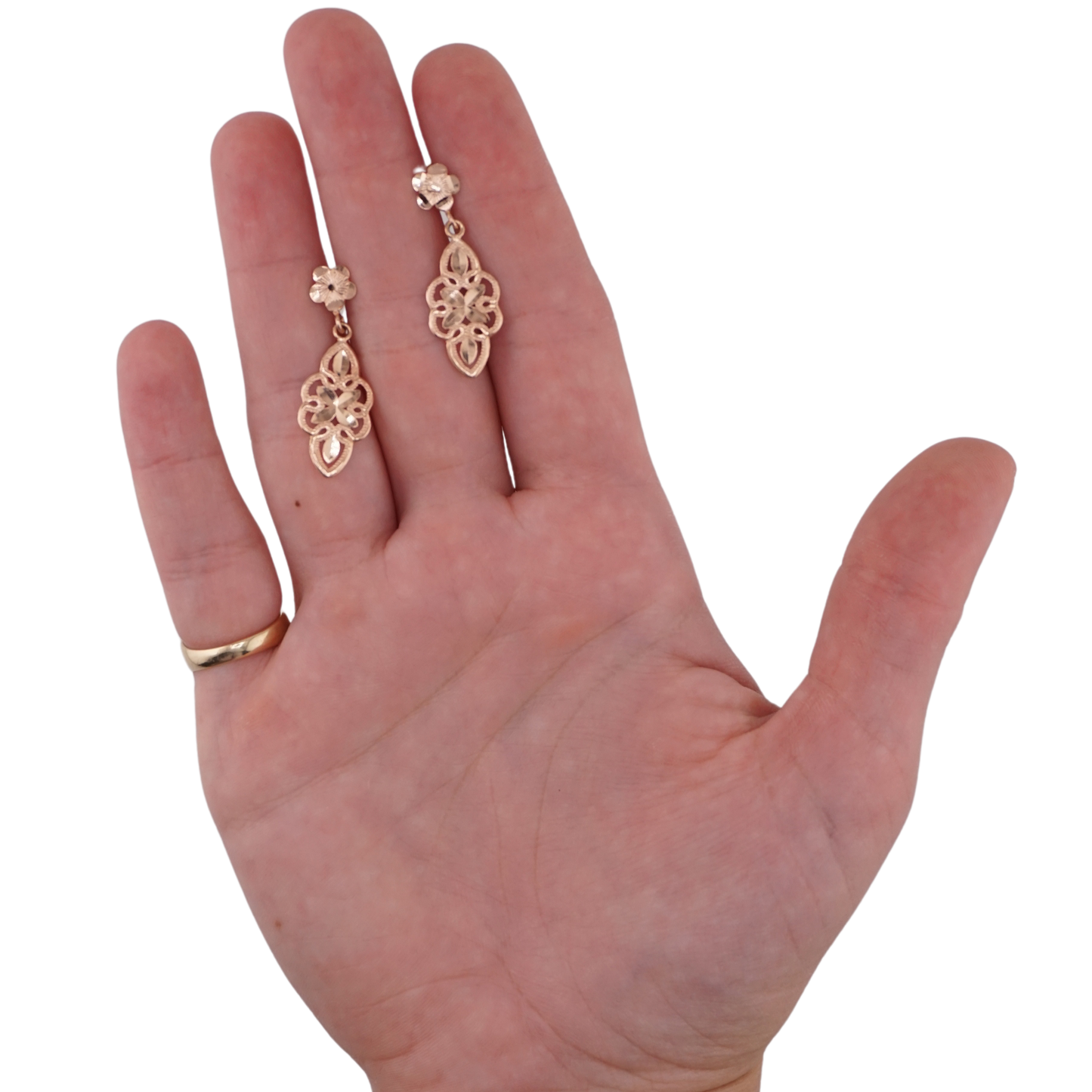 Rose Gold Filigree Hanging Earrings