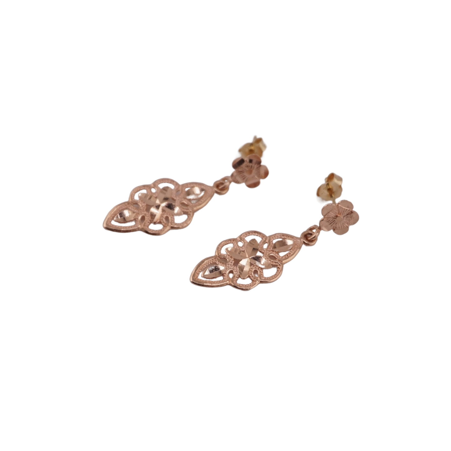 Rose Gold Filigree Hanging Earrings