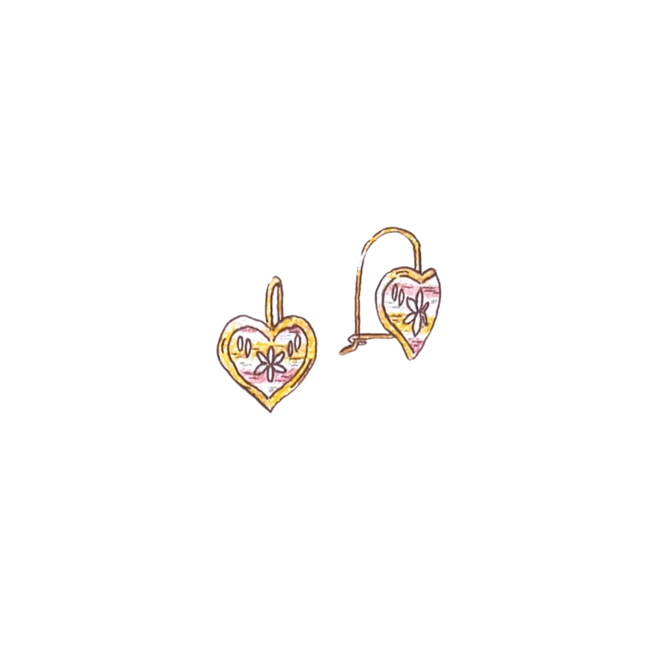Tri Color Heart Earrings