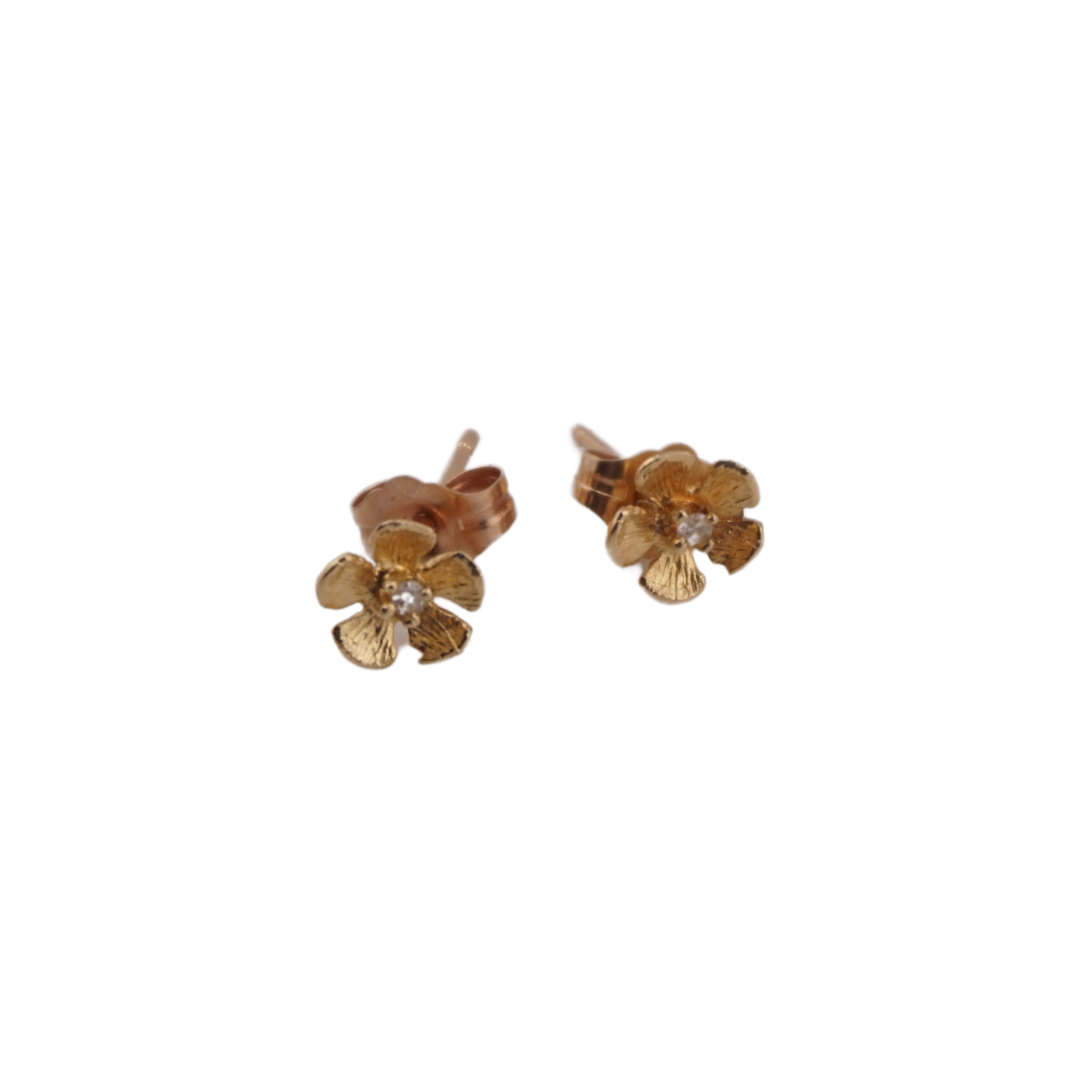 Flower with Diamond Stud Earrings