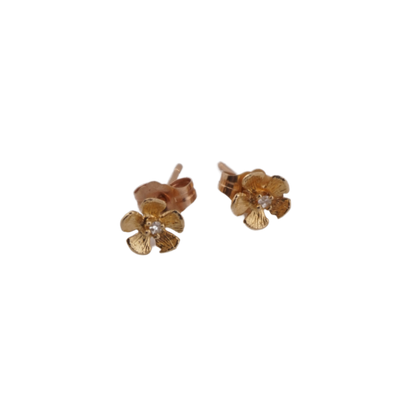 Flower with Diamond Stud Earrings