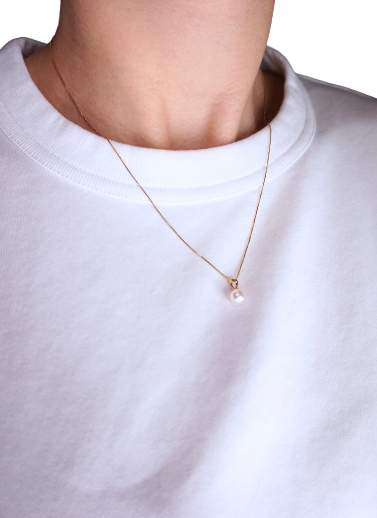 Micro Box Necklace with Pearl Pendant