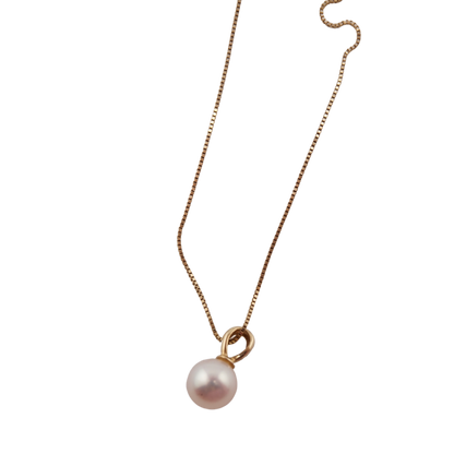 Micro Box Necklace with Pearl Pendant