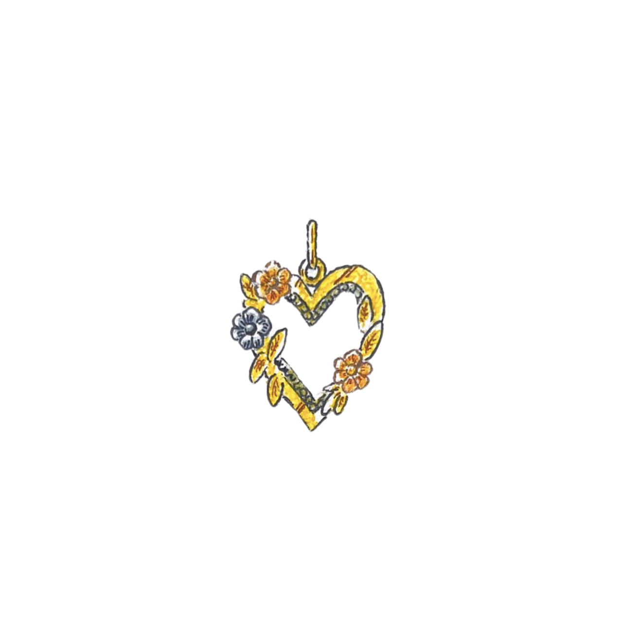 Heart with Flowers Charm