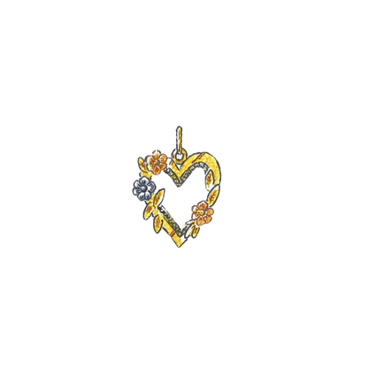 Heart with Flowers Charm