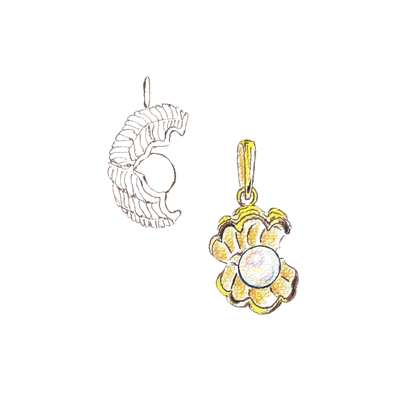 Clam Shell with Pearl Charm