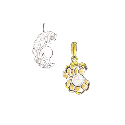 Clam Shell with Pearl Charm