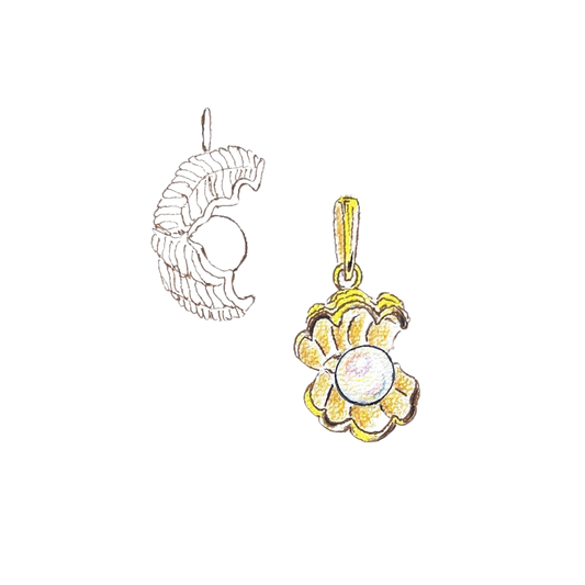 Clam Shell with Pearl Charm