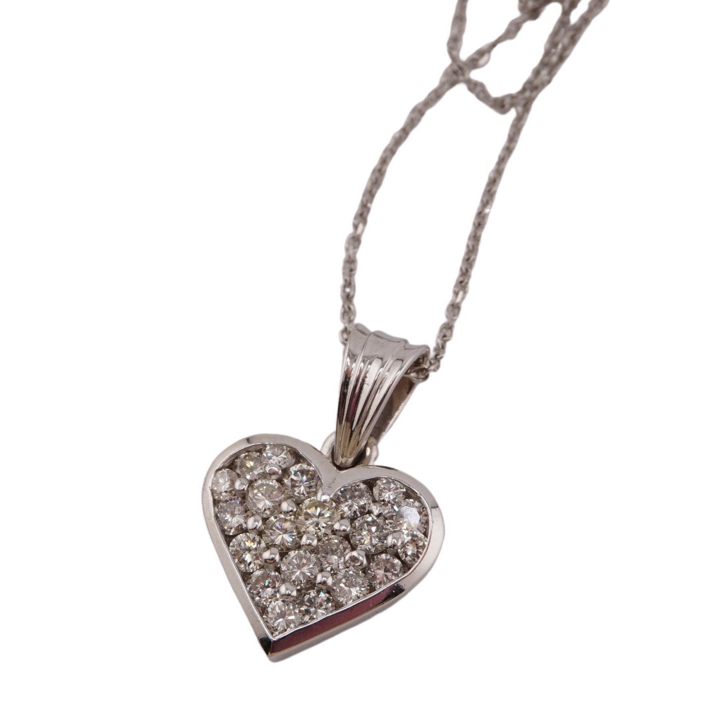 Cable Necklace with Diamond Heart Pendant