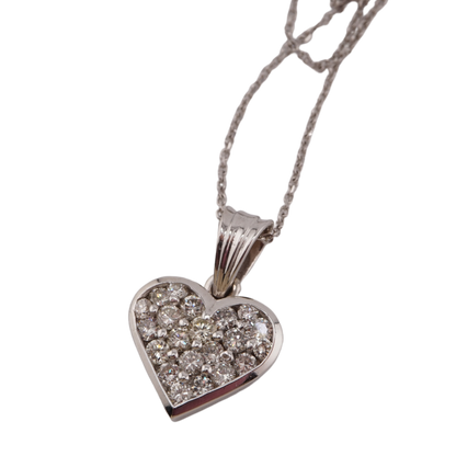 Cable Necklace with Diamond Heart Pendant