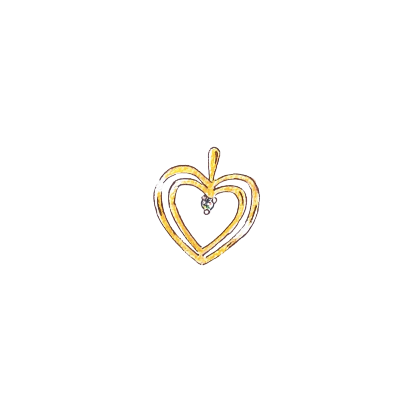 Double Heart with Diamond Charm