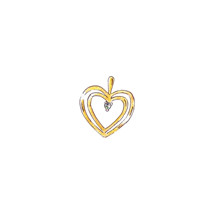 Double Heart with Diamond Charm