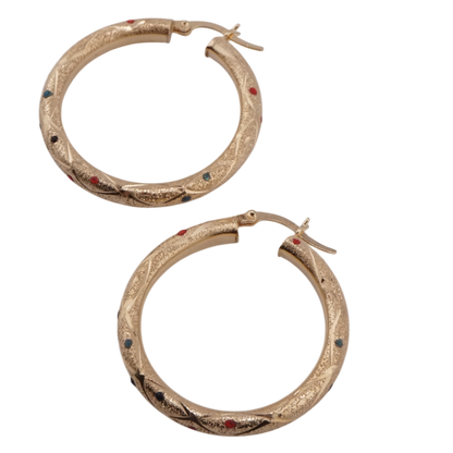 Enamel Gemstone Hoop Earrings