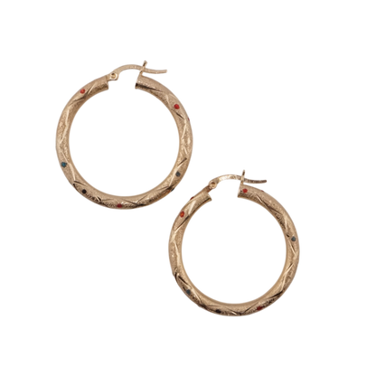 Enamel Gemstone Hoop Earrings