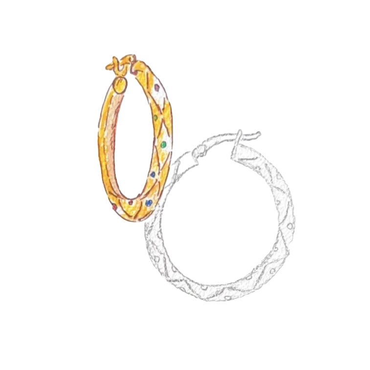 Enamel Gemstone Hoop Earrings