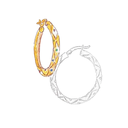 Enamel Gemstone Hoop Earrings