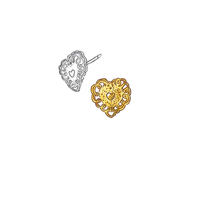 Filigree Heart Stud Earrings