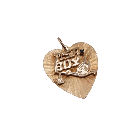 "It's A Boy" Stork Heart Charm