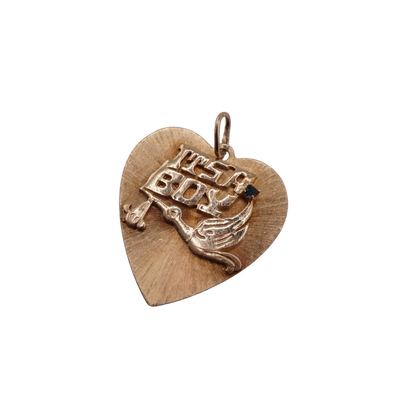 "It's A Boy" Stork Heart Charm