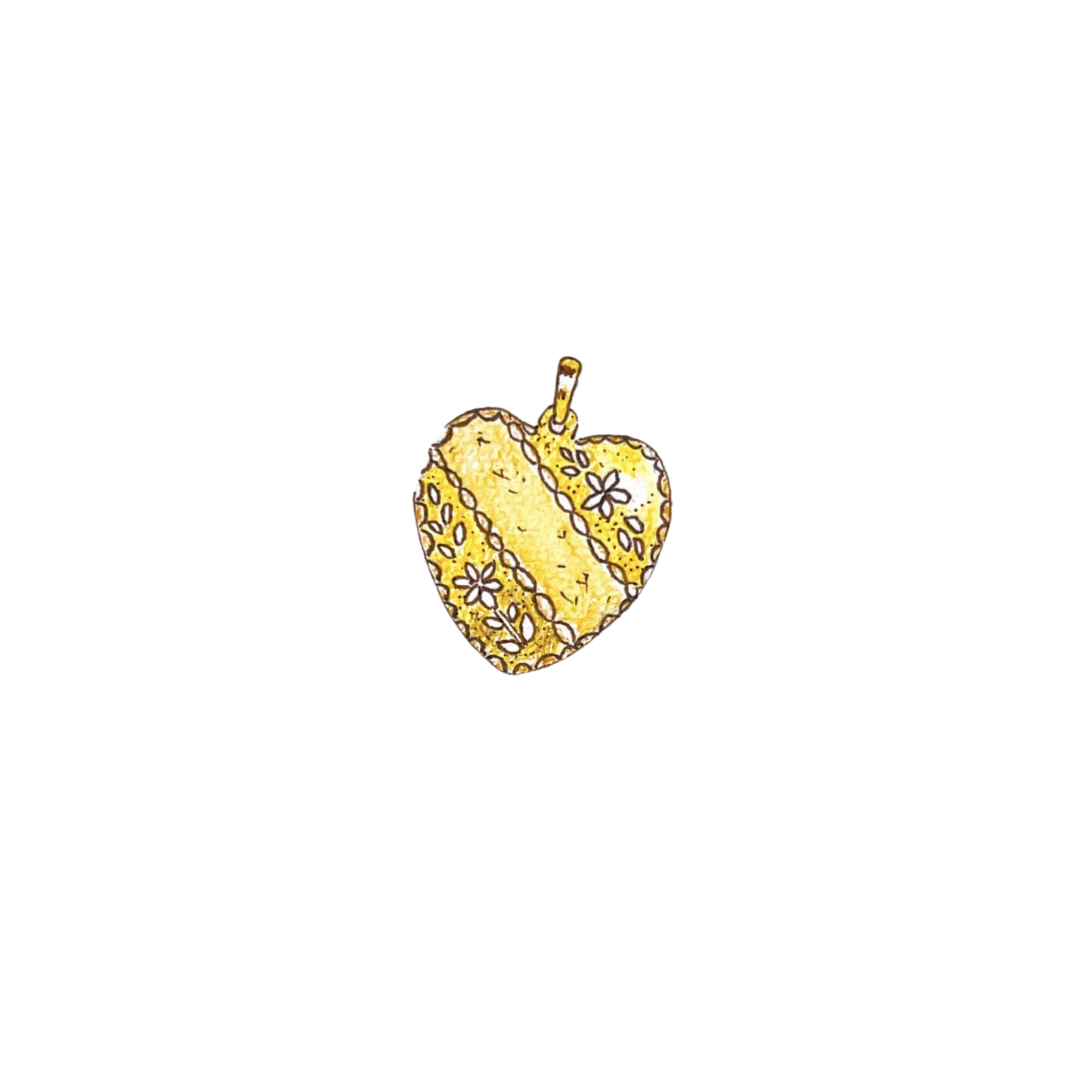 Large Heart with Flower Filigree Charm