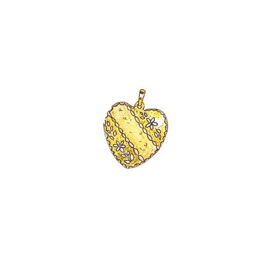 Large Heart with Flower Filigree Charm