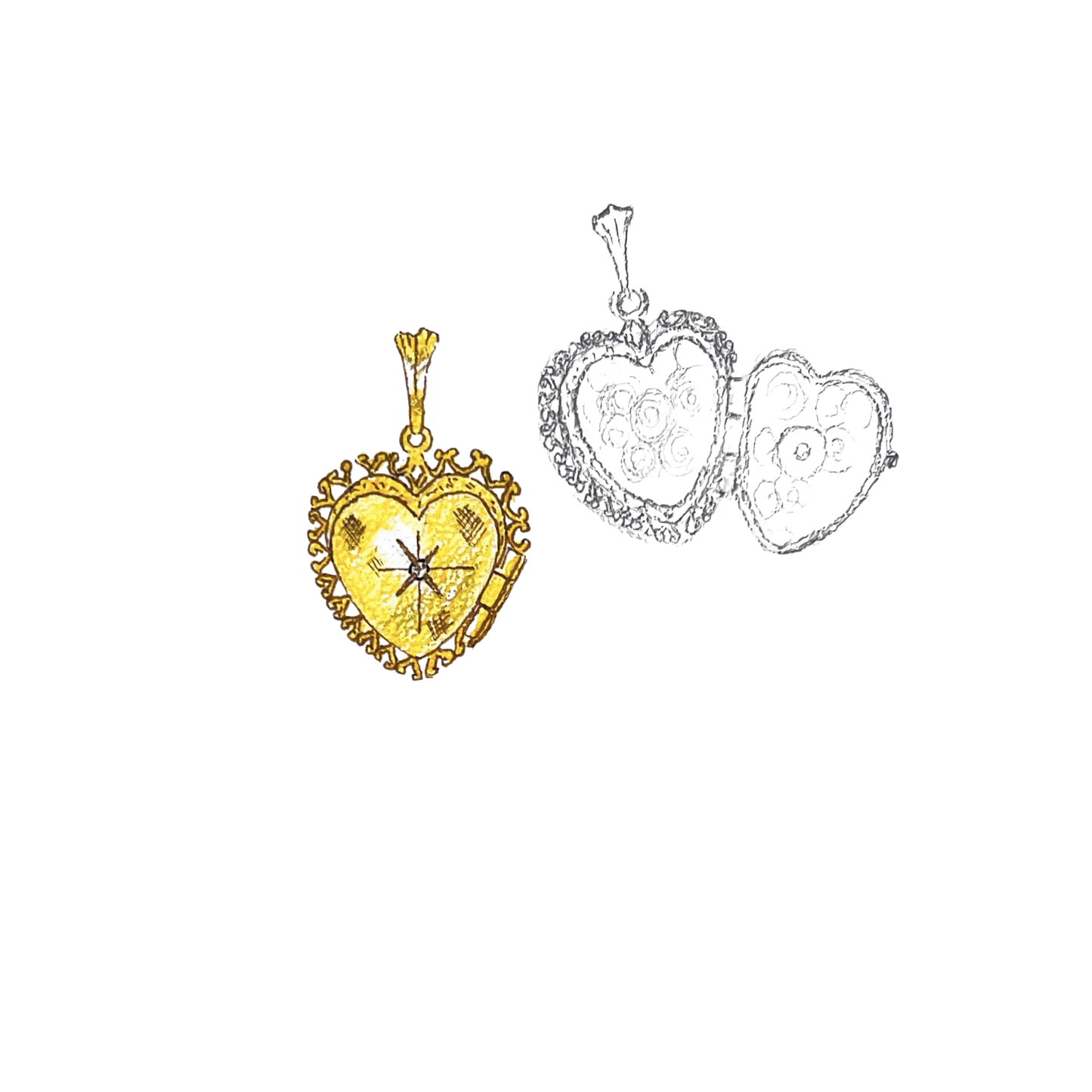 Heart Locket With Diamond Charm