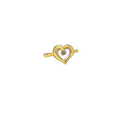 Open Heart with Diamond Ring