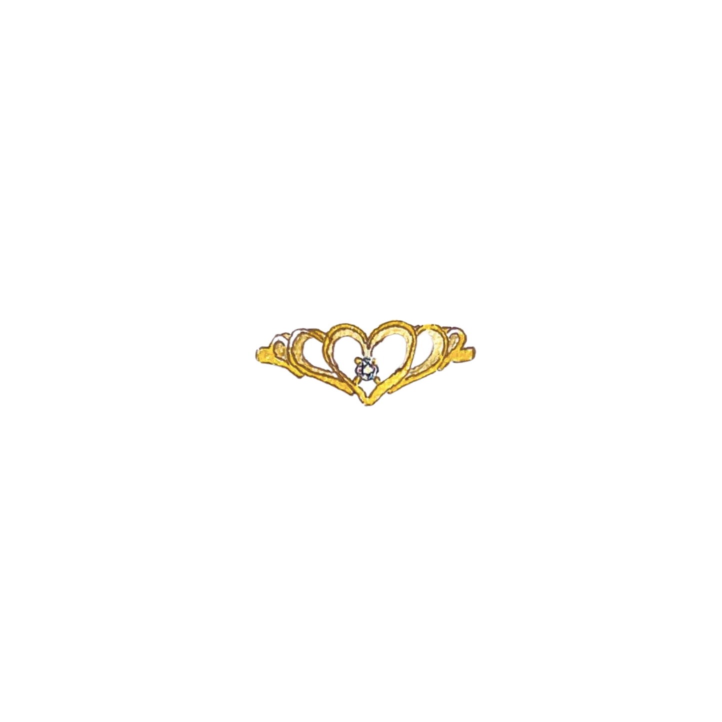 Graduated Heart with Diamond Ring