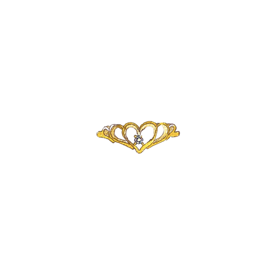 Graduated Heart with Diamond Ring