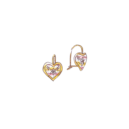 Tri Color Heart Earrings