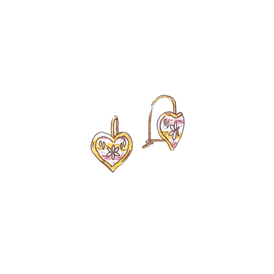 Tri Color Heart Earrings