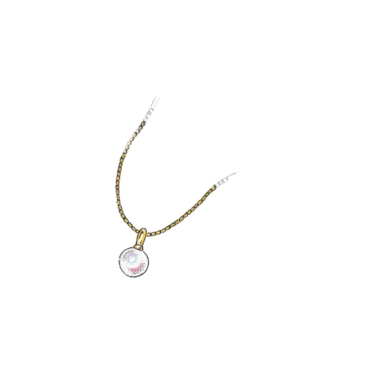 Micro Box Necklace with Pearl Pendant