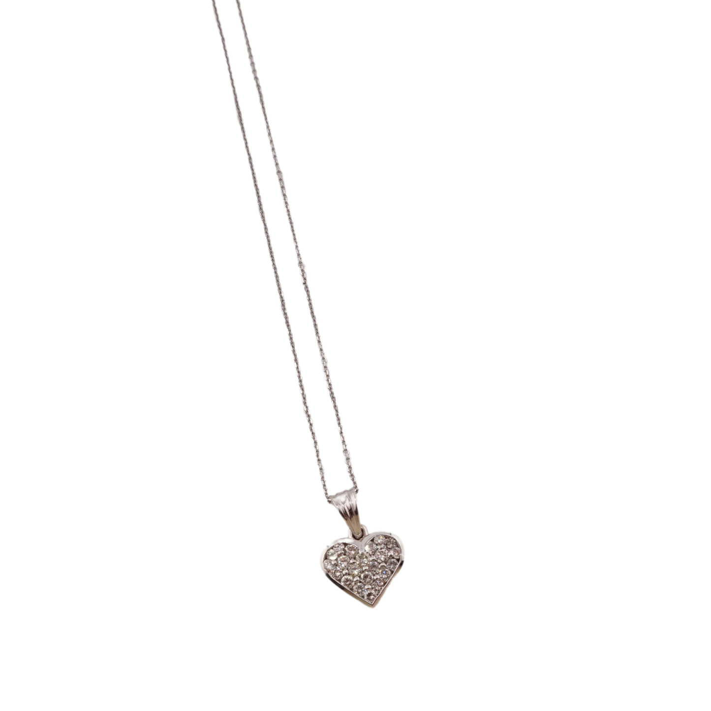 Cable Necklace with Diamond Heart Pendant