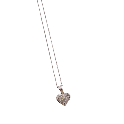 Cable Necklace with Diamond Heart Pendant