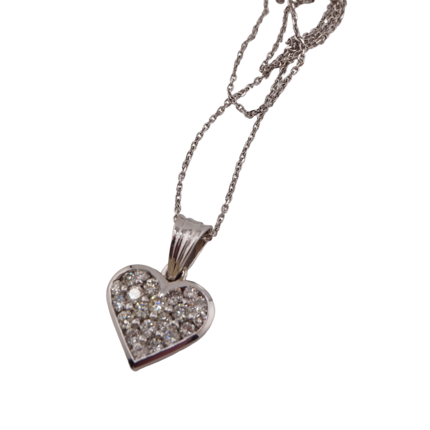 Cable Necklace with Diamond Heart Pendant