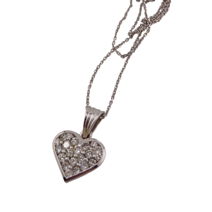 Cable Necklace with Diamond Heart Pendant